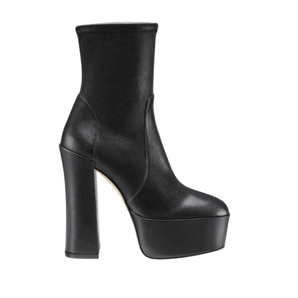 NEW Stuart Weitzman Skyhigh 145 platform black stretch leather ankle booti sz 11